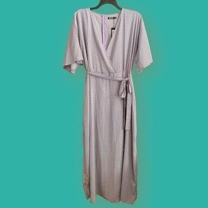 NWT Lavender polka dot wrap maxi dress